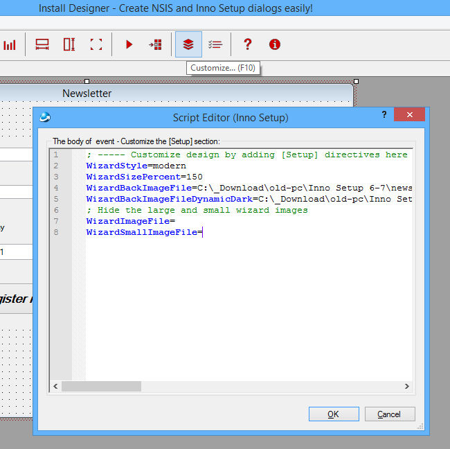 Inno Setup installer with custom design